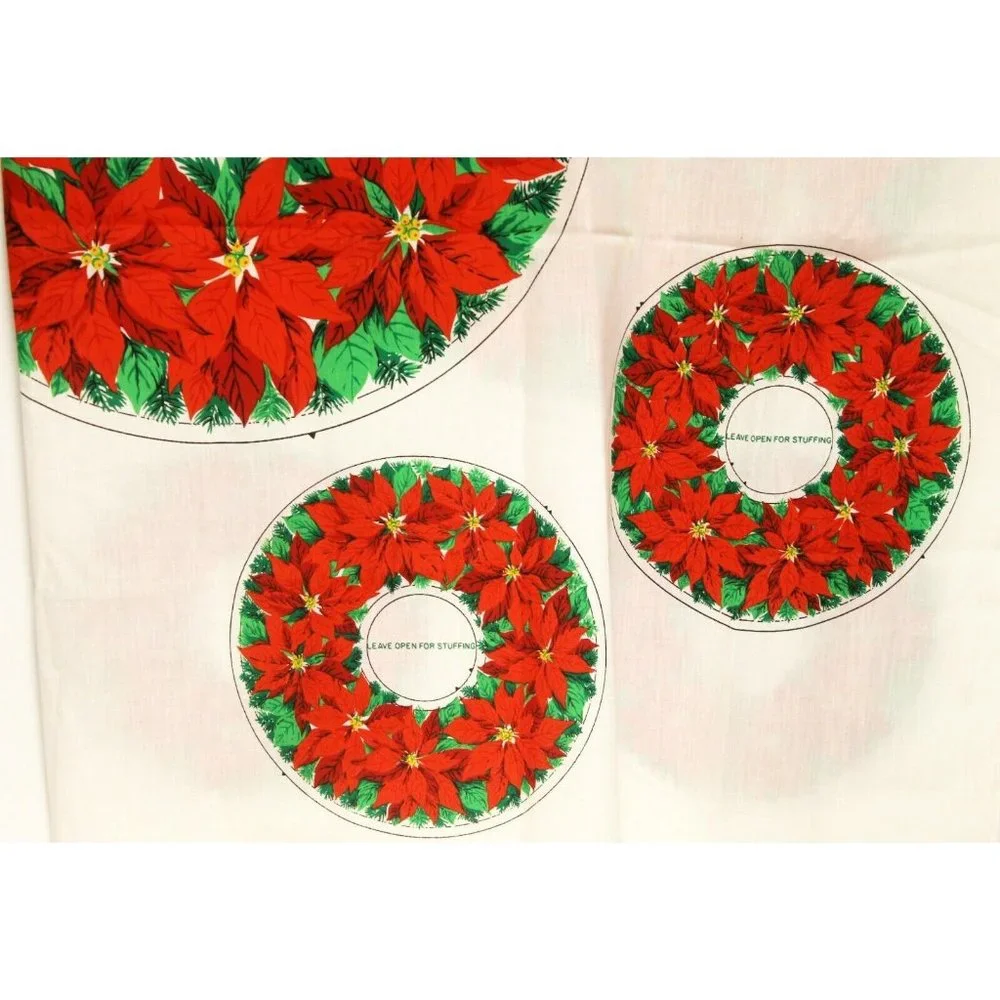 VTG Spring Mills Patten 470 Christmas Holiday Poinsettia Wreath Fabric Cut & Sew